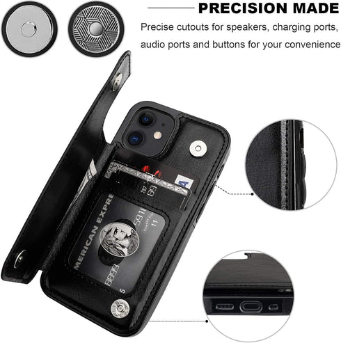 ONETOP Compatible with iPhone 12 Mini Wallet Case, PU Leather Kickstand with Card Holder, Shockproof Cover 5.4 Inch