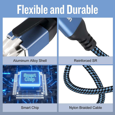 6Ft USB3.0 RJ45 Cable,USB3.0 USB to Ethernet Cable, A to A to Gigabit Ethernet Cable Compatible Laptop, PC, Switch