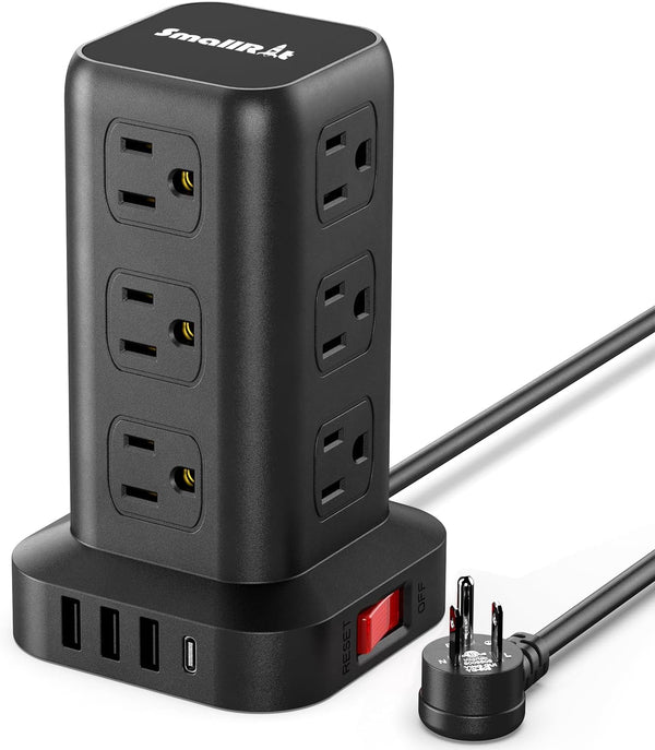 Extension Cord with Multiple Outlets, Surge Protector Power Strip Tower, 12 AC 4 USB, 6.5FT Overload Protection