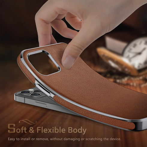 LOHASIC Luxury Leather Case for iPhone 12/12 Pro - Slim Business Non Slip Shockproof Protective Cover, Brown