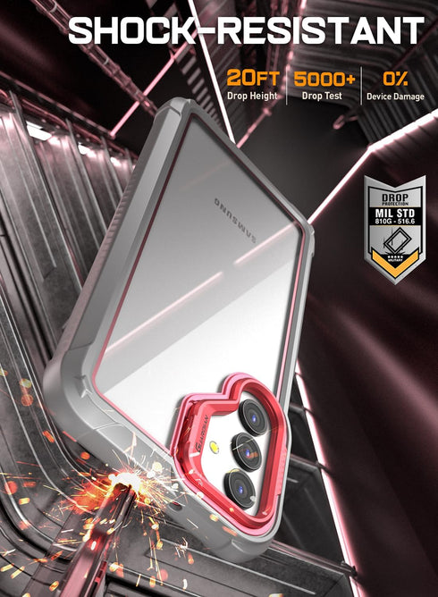 Poetic Guardian Samsung Galaxy A15 5G Case (2024), Built-in Camera Stand, Full Body Shockproof, Pink/Clear
