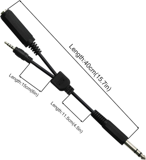 GINTOOYUN 6.35mm TRS Male to 1/4 TRS Female Stereo Headphone Y Splitter Extension Cable