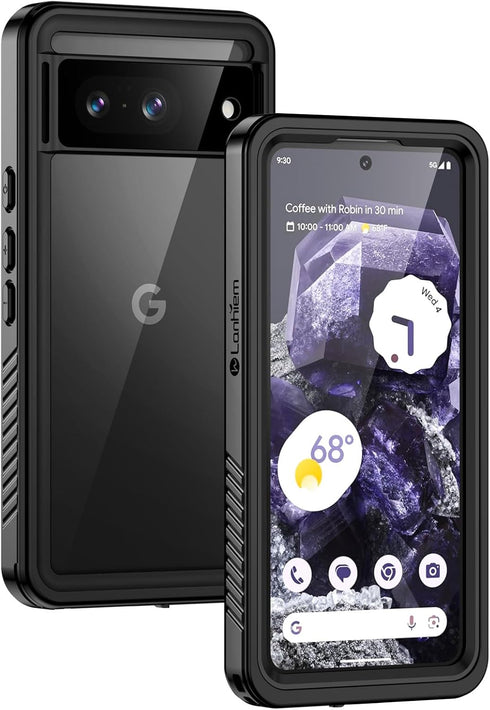 Lanhiem Pixel 8 Case, IP68 Waterproof Dustproof Case with Built-in Screen Protector for Google Pixel 8 6.2 Inch, Rugged