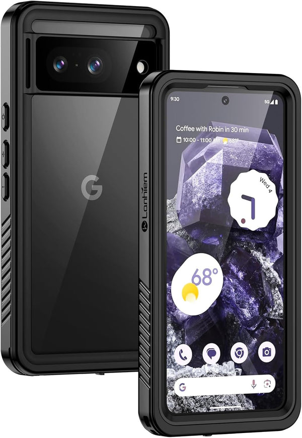 Lanhiem Pixel 8 Case, IP68 Waterproof Dustproof Case with Built-in Screen Protector for Google Pixel 8 6.2 Inch, Rugged
