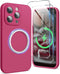SURPHY iPhone 15 Pro Case (6.1 inch, 2023) - Liquid Silicone, MagSafe Compatible, Hibiscus + 2 Pack Screen Protector.