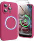 SURPHY iPhone 15 Pro Case (6.1 inch, 2023) - Liquid Silicone, MagSafe Compatible, Hibiscus + 2 Pack Screen Protector.