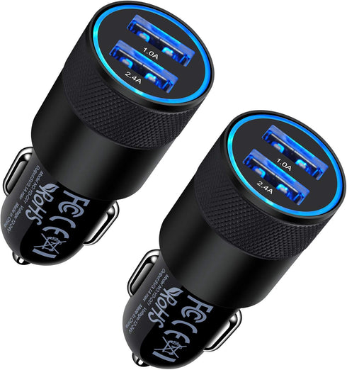 2Pack Fast Car Charger, 3.4A Dual Port USB Adapter for iPhone 14 13 12 11 Pro Max SE XR XS X 8 7 6 6S Plus, Samsung
