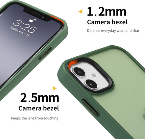 Shockproof Hard Back Case for iPhone 11, Military Grade Drop Protection, Frosted Green