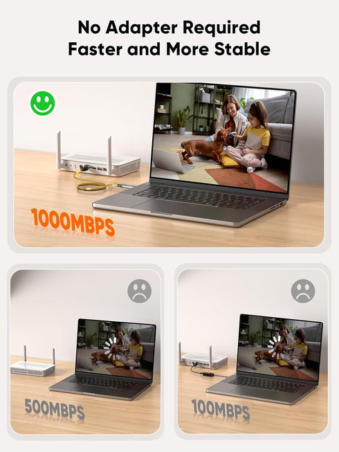 6.6FT, RJ45 CableCreation USB to Ethernet Cable USB to Internet LAN Network Cable, Gigabit Directly Connected