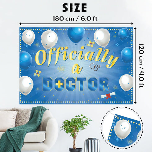 INNORU 6x4ft Officially a Doctor Backdrop Banner, Doctor Graduation Photography Backdrop Durable Fabric Congrats Grad