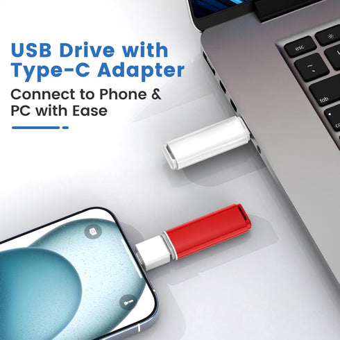 ABLAZE 8GB 2.0 5 Pack 8GB USB Flash Drives with Type C Adaters, Thumb Drives USB Sticks Memory Sticks Pendrives
