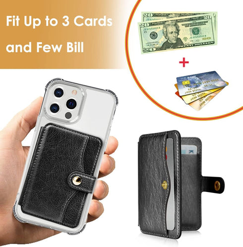 M-Plateau Stick on Phone Wallet, Slim Credit Card Holder with 3M Adhesive for Most Smartphones (Black)