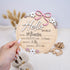 6 Inch Wooden Baby Announcement Sign Round Birth Stat Plaque with Floral and Bow Design (Hello World)