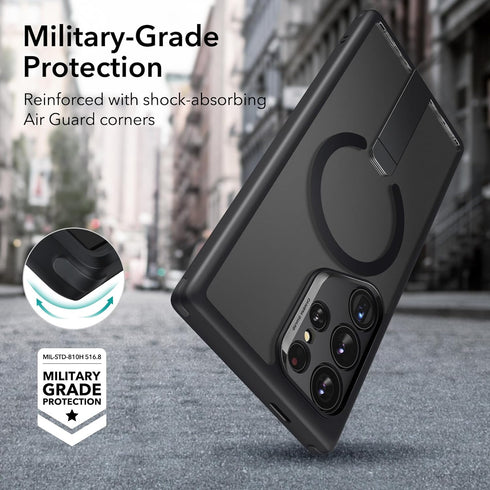 ESR Samsung Galaxy S24 Ultra Case with Kickstand, Compatible with MagSafe, Military-Grade Protection (Frosted Black)