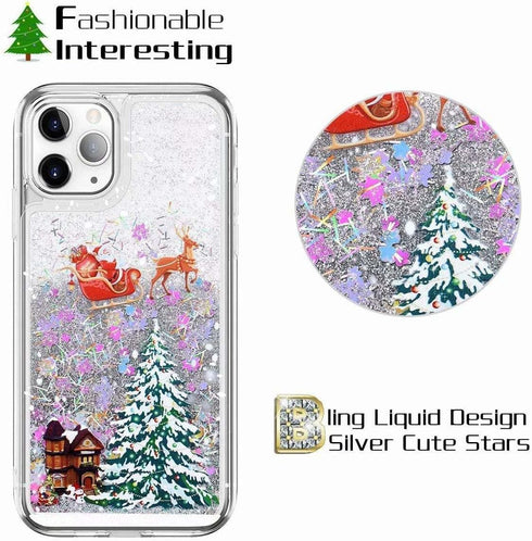 for iPhone 14 Pro Case iPhone 14 Pro Christmas Phone Case Glitter Sparkle Liquid Floating Case Shockproof Clear Soft TPU Bumper Case Xmas Santa Claus Silicone Case, Colorful