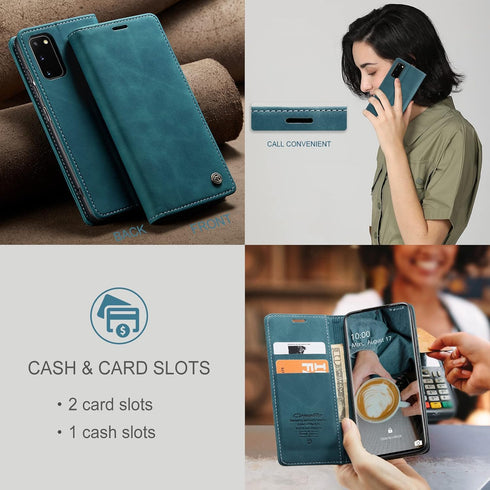 Kowauri Galaxy S20 FE 5G Leather Wallet Case, Classic Design with Card Slot and Magnetic Closure for Samsung