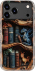 DEENAKIN for iPhone 17 Pro Case Cute,Aesthetic Baby Dragon and Bookshelf Floral Phone