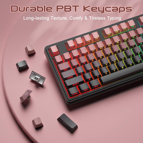 BlueFinger 98 RGB Gaming Keyboard, Keys USB Wired Keyboard with Rainbow Backlit, Volume Knob & Screen, Quiet Typing