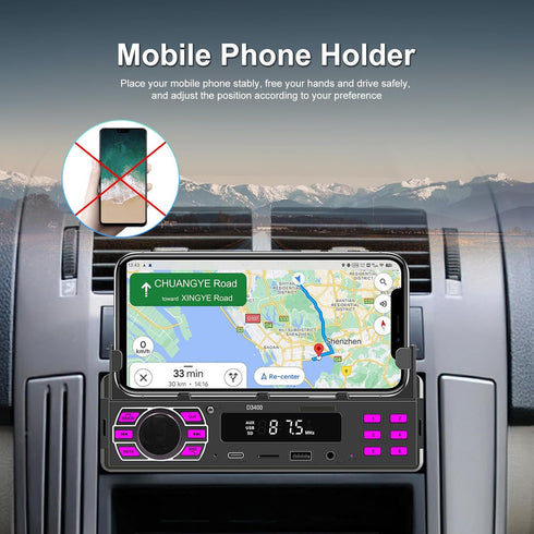 ePathChina MP3/SD/TF/AUX/USB/Remote/Type-C Car Audio Stereo, Single Din, Bluetooth, No CD DVD Player, FM Radio