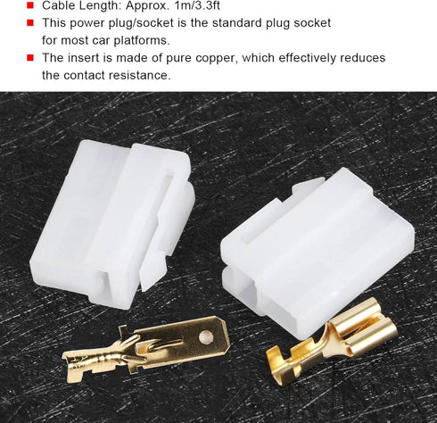 T Type Power Plug Cable Connectors Set, 2 Power Plug Fit for FT 7800R FT 8800R FT 8900R