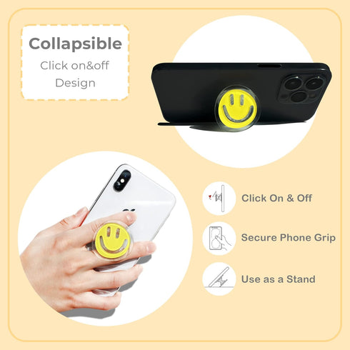 GRIPONG Smiley Face Phone Grip - Fun and Expandable Accessory for Enhanced Smartphone Stability, Strong Adhesion,