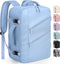 Waterproof Travel Backpack for Women Men, Flight Approved Carry On Overnight Bag for 17'' Laptop, Light Blue