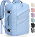 Waterproof Travel Backpack for Women Men, Flight Approved Carry On Overnight Bag for 17'' Laptop, Light Blue