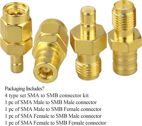 TUOLNK 4PCS SMA to SMB Radio Antenna Coax Adapter, SMA Male/Female to SMB Male/Female Coax Connector