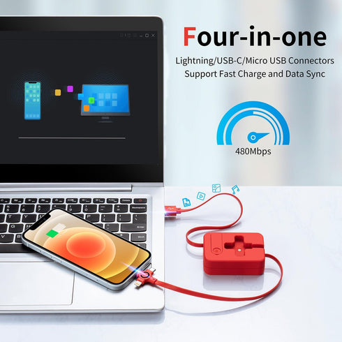 GTPOWER 3 1 3A, 2Pack 3 1 in Multiple Charger Cable in Retractable Multi Charging Cable with IP/USB-C/Micro Ports