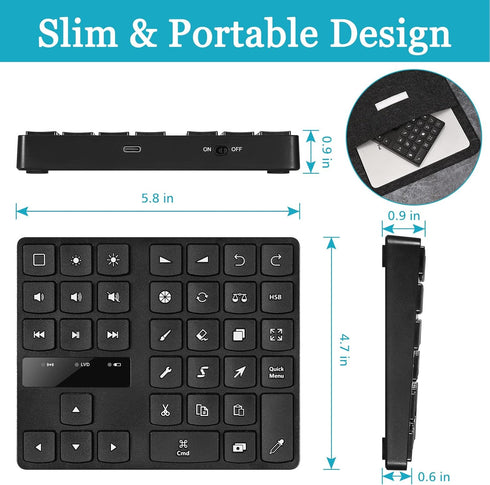 Dpofirs Mini Express Key Remote Control Shortcut Keyboard, 35 Keys Customized for iOS, OS System