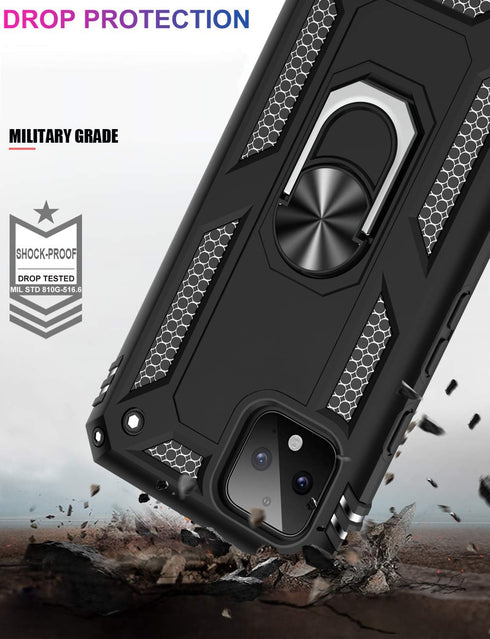 LUMARKE Google Pixel 4 Case with Screen Protector, Military Grade Protective Phone Cover with Magnetic Ring Kickstand,