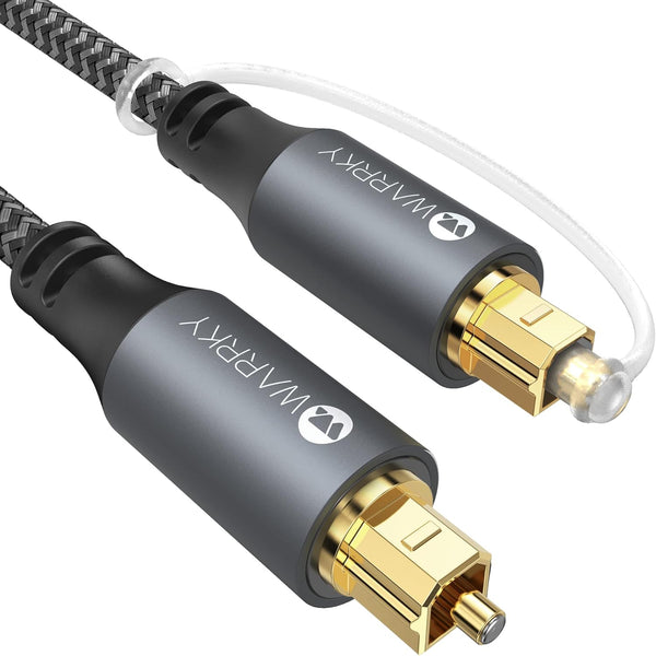 Warrky Optical Audio Cable, 6ft Nylon Braided Digital Cable for Soundbar, Slim Metal Case, Gold-Plated Plug