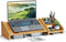 Ufine Bamboo Laptop Stand for Desk, Adjustable 3 Heights Notebook Stand with 2 Tier Storage Shelf, Home Office Organizer