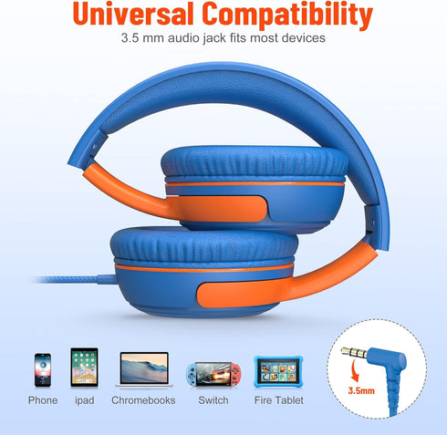 Shop rockpapa Share 1 Kids Headphones: Wired, Microphone, 85dB/94dB Volume Limit, Foldable, Cute for School/Travel,