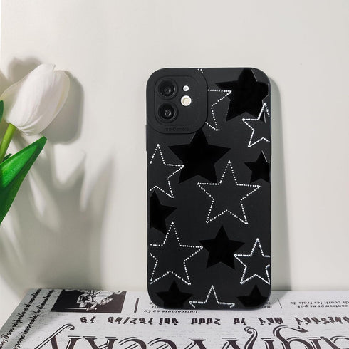 Compatible Black&White Star iPhone 11 Case, Cute Cool Design for Girls Women, Soft TPU Shockproof Protective