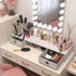 Dual Monitor Stand with 2 Drawers, Large Desktop Organizer for 2 Monitors, PC/Laptop/TV/Printer Storage, White & Pink