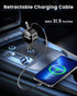 Retractable Car Charger for iPhone and Android Fast Charging, Car Charger with Retractable Cords(2.6Ft), USB-C Ports,Compatible with iphone15/ Pro Max 14/ Pro Max/13/12/11/iPad/Galaxy