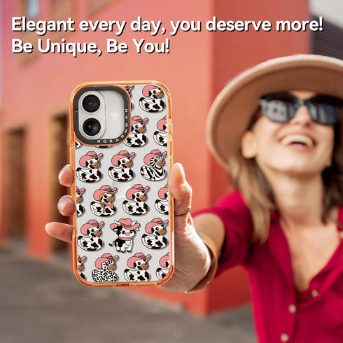Rosarnnah 17 6.6 (6.3') for iPhone Case Cute - Military-Grade ft Drop Protection Shockproof Phone Case - Milk Cow Ducky