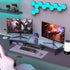 Black Metal Dual Monitor Stand - Ergonomic Desk Riser for Home and Office