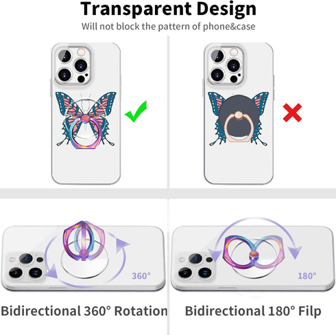 Transparent Clear Phone Ring Grips Holder, Finger Ring Stand for Cell Phone Tablet Case Accessories, Round (1PCS