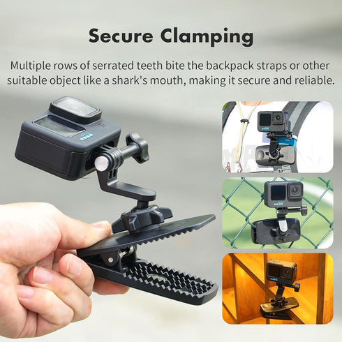 SEASKY Vlog Backpack Strap Mount Clip Clamp Holder for Gopro Hero12/11/10/9, DJI Action 4/3/2, Sports Camera Accessories