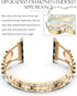 CTYBB Sparkle Diamond Band for Apple Watch 42mm 44mm 45mm Series 1-9, Cute Lucky Clover Dressy Wristband, Gold/White
