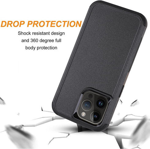 Co-Goldguard iPhone 15 Pro Case, Shockproof, Drop-proof, Heavy Duty Protection, 3 in 1 Cover, Black