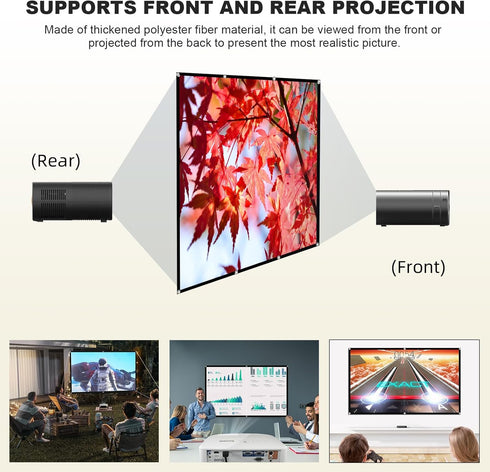 Foldable 60-inch Projector Screen, XINLEMY 4K 16:9 HD Portable Double-Sided Cinema Screen for Home Theater