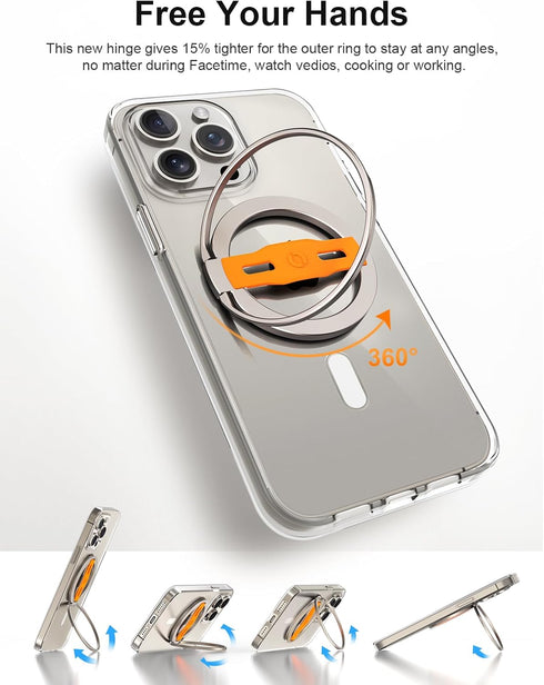 EWA MagOne 2nd Gen Phone Grip Stand with Replaceable Silicone Finger Strap, Compatible with MagSafe
