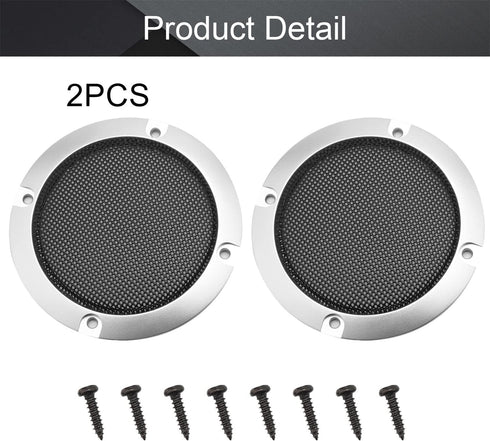 Fielect 2 Pcs 4" Speaker Grill Mesh - Decorative Circle Woofer Guard Protector Cover with 8 Screws (Silver)