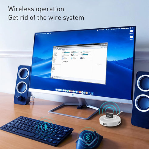 2 Pack Bluetooth Adapter for PC, Wansurs USB Bluetooth 5.1 EDR Dongle Wireless Receiver for Desktop, Laptop, Headphones