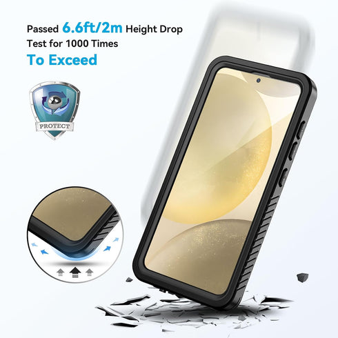 Lanhiem Magnetic Case for Samsung Galaxy S24+ Plus - IP68 Waterproof Dustproof Rugged Full Body Cover (Black/Clear)