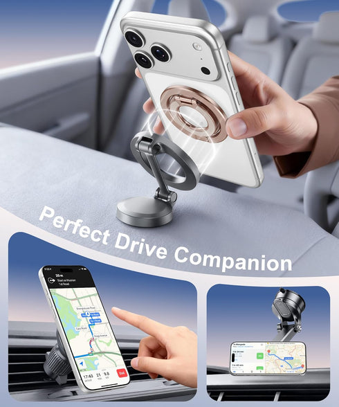 CAPRARO 360 17/16/15/14/15 Magnetic Phone Ring Holder for MagSafe, Dual-Side Magnetics, Rotation Gym Phone Stand Grip