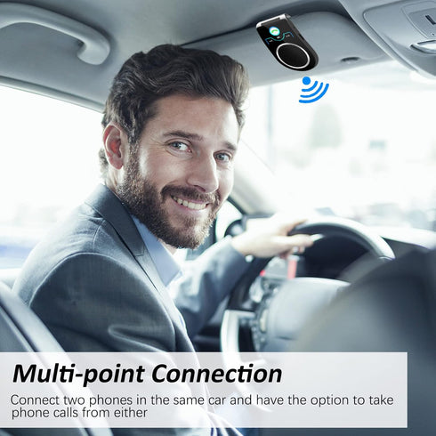 Hands Free Cell Phone Car Kit, Bluetooth 5.0 Speakerphone with Visor Clip, Siri Google Voice Command Support